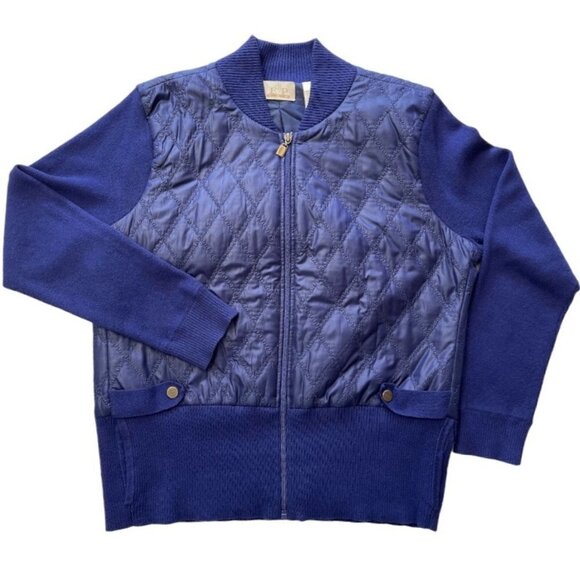 EP PRO Women's Soft Shell Bomber Golf Jacket Large Cobalt Quilted Zip Sportswear - Picture 1 of 10